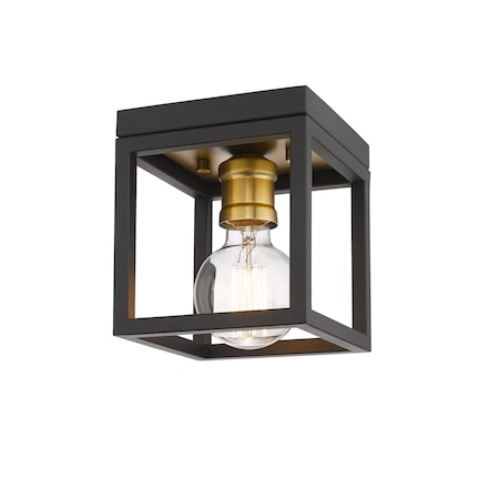 Z-Lite Kube 1 Light Flush Mount, Bronze + Olde Brass 480F1-BRZ-OBR